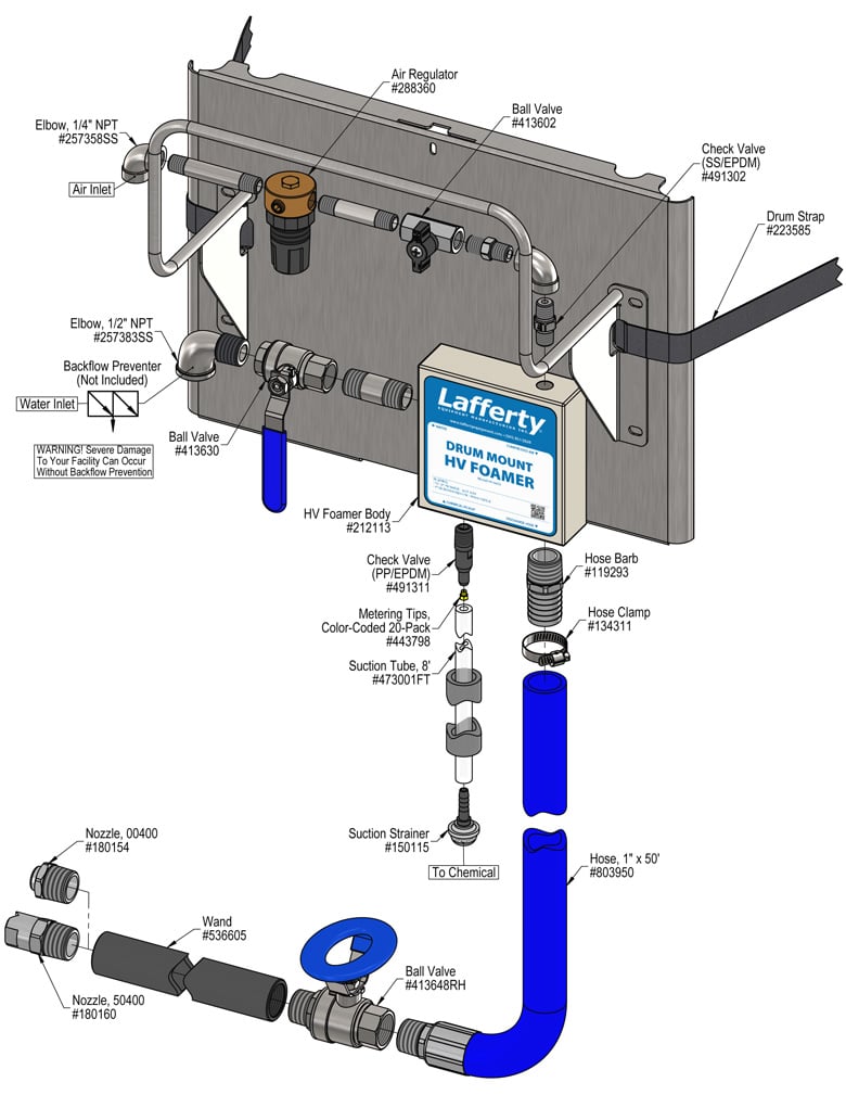 Lafferty 916635 Drum Mount HV Foamer, parts diagram