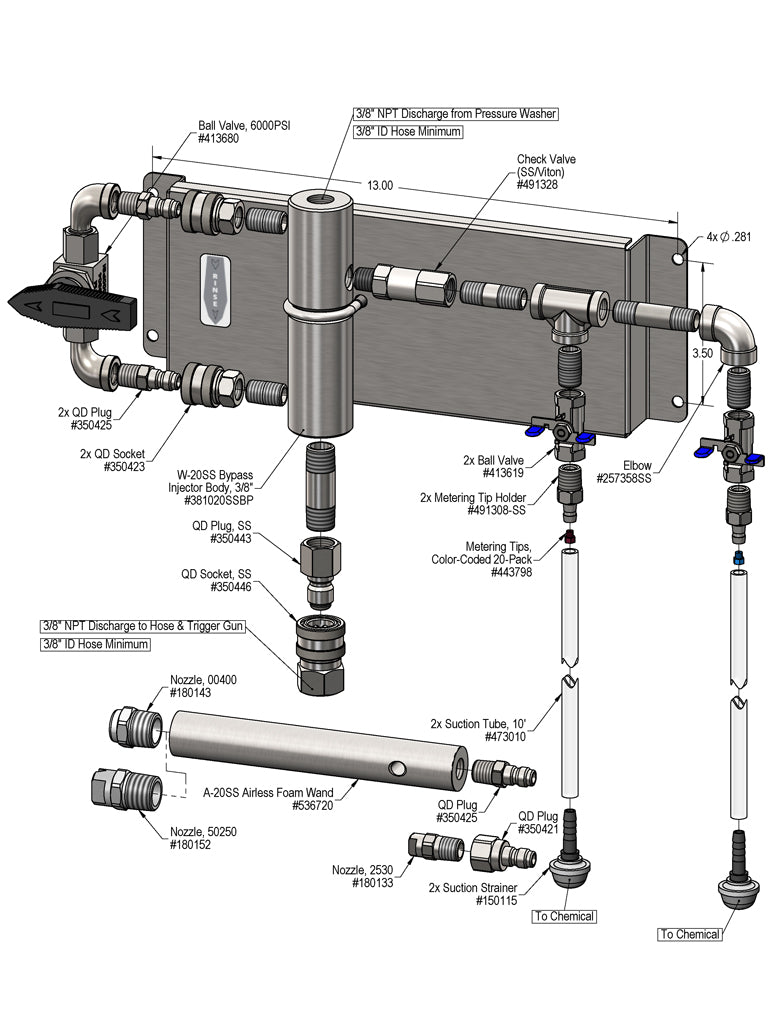 Lafferty 969752 Model 20 SS bypass system, parts diagram