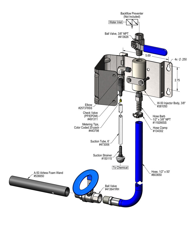 Lafferty 970550 A-50 airless foamer, parts diagram