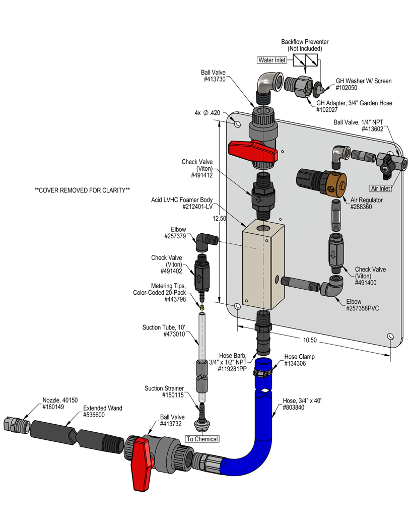 Lafferty 972306-LV 1-Way Acid LV foamer, parts diagram