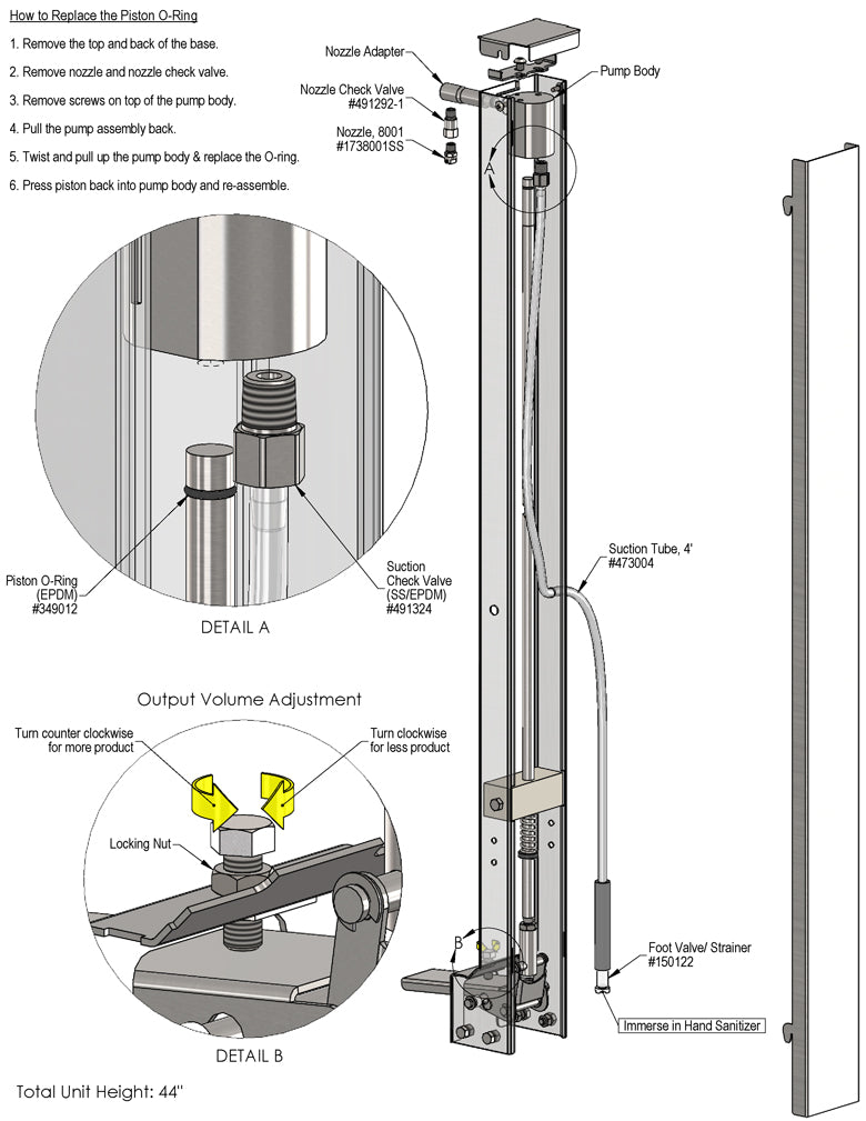 Lafferty 976906 Sentry wall mount hand sanitiser dispenser, parts diagram