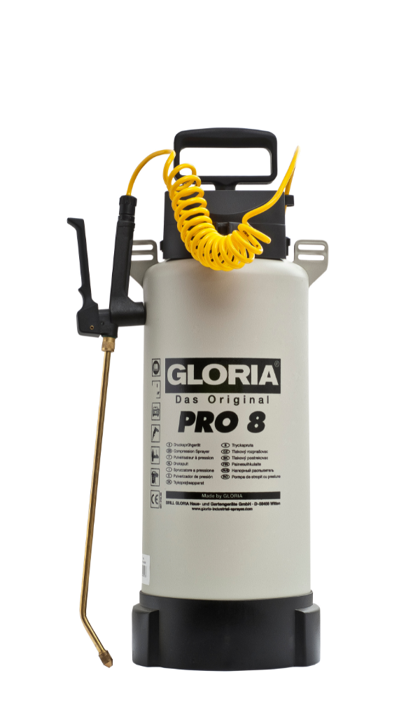 Gloria PRO8 8.0L poly pressure sprayer with spiral hose