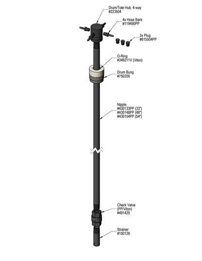 Lafferty 491644 4-way drum pick up stick, parts diagram