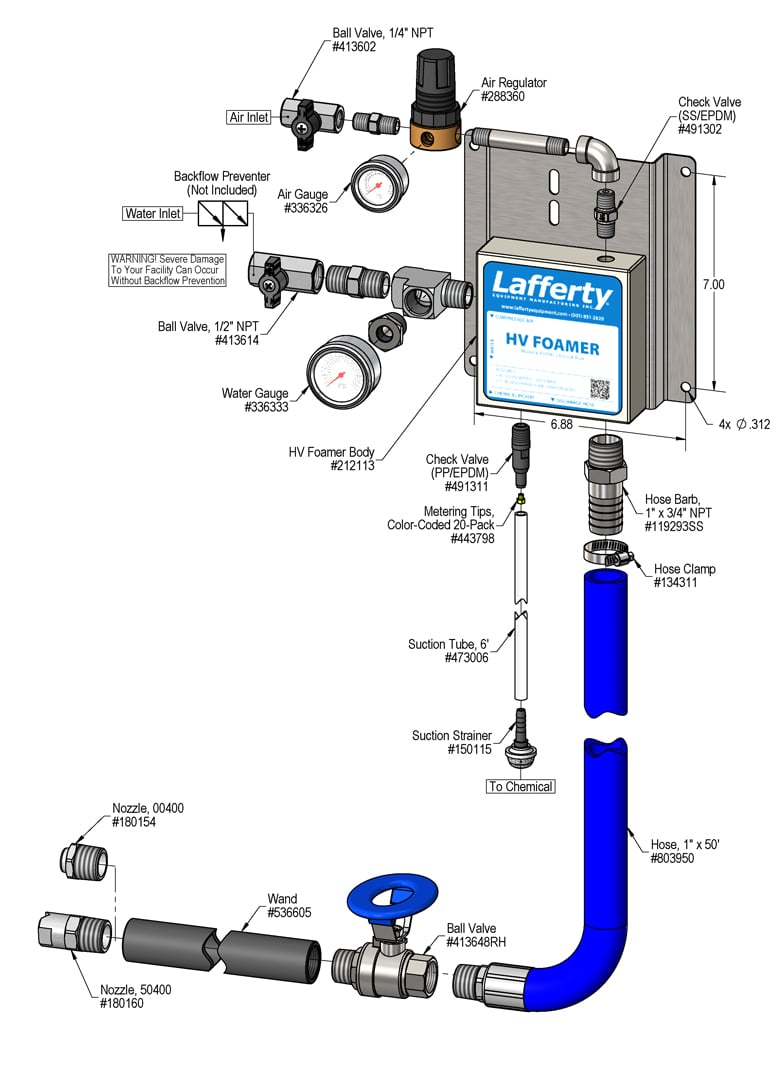 Lafferty 916105-G HV foamer, parts diagram