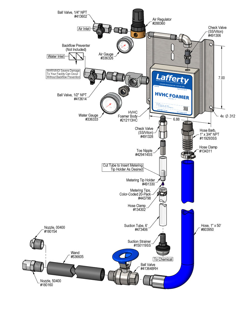 Lafferty 916115-G HVHC foamer, parts diagram