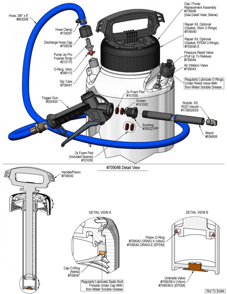 Lafferty 925004 and 925005 Pump Up Foamer Pro, parts diagram