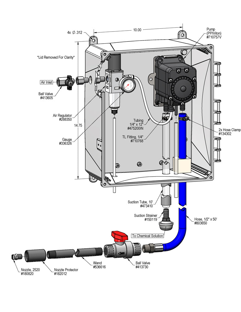 Lafferty 932600-V 1-Way APV-PD Concrete Sprayer, parts diagram
