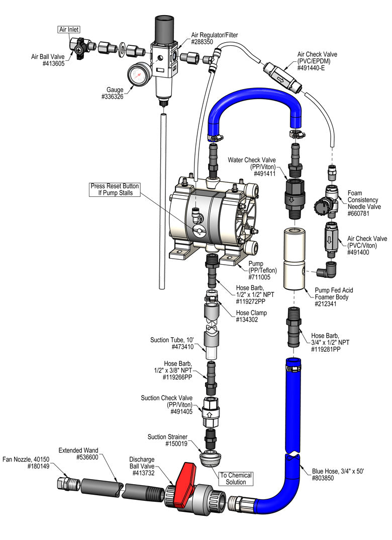 Lafferty 933505-YPT 1-Way YPT-PD Concrete Foamer, parts diagram
