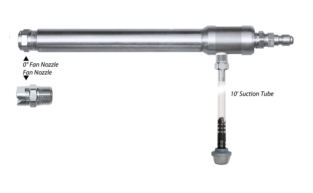 Lafferty 969620 Model 20SS hose end airless foamer, shown with its parts