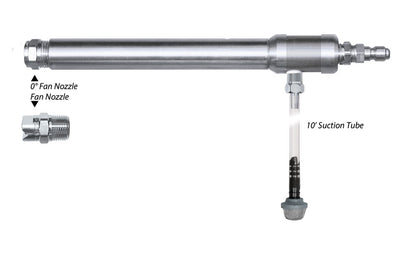 Lafferty 969620 Model 20SS hose end airless foamer, shown with its parts