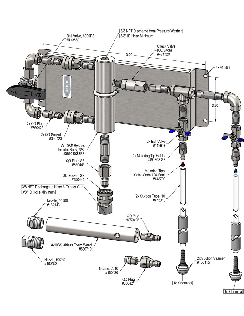 Lafferty 969712 Model 10SS bypass 2-way airless foam and spray system, parts diagram