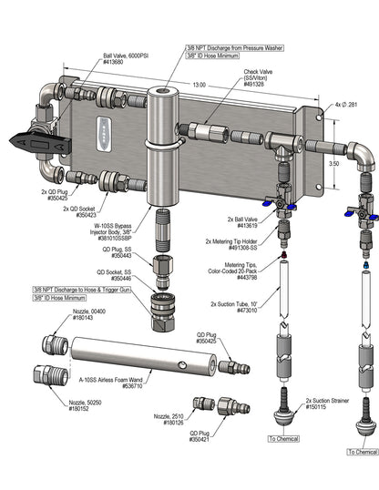Lafferty 969712 Model 10SS bypass 2-way airless foam and spray system, parts diagram