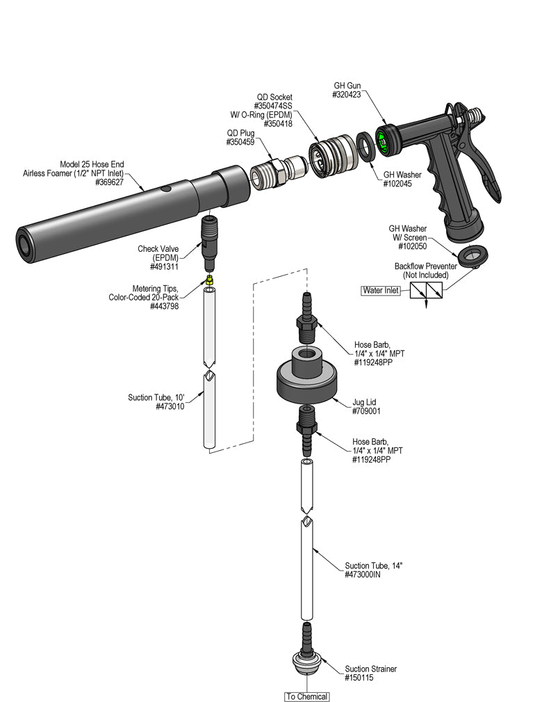 Lafferty 969937 Model 251 airless foamer, parts diagram