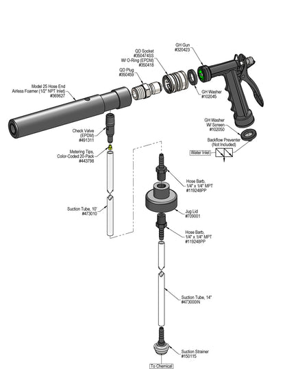 Lafferty 969937 Model 251 airless foamer, parts diagram