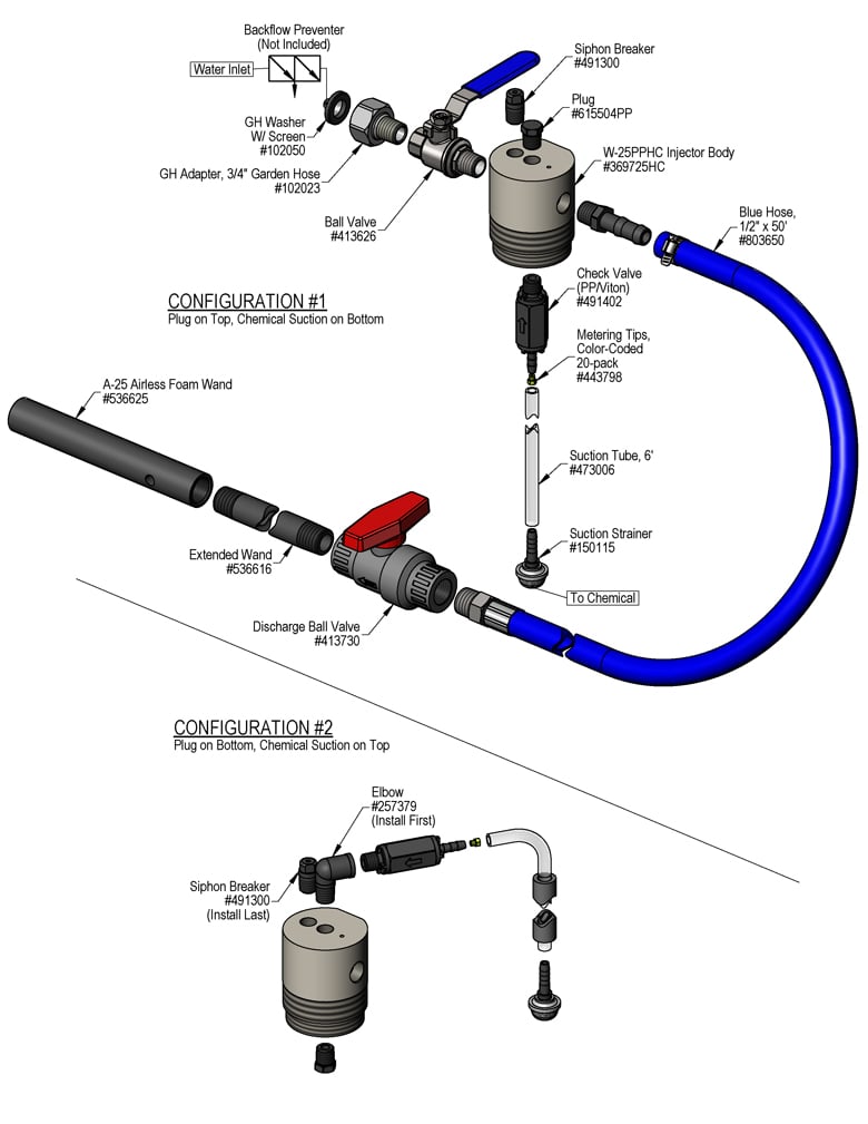 Lafferty 972225 drum bung mount acid airless foamer, parts diagram