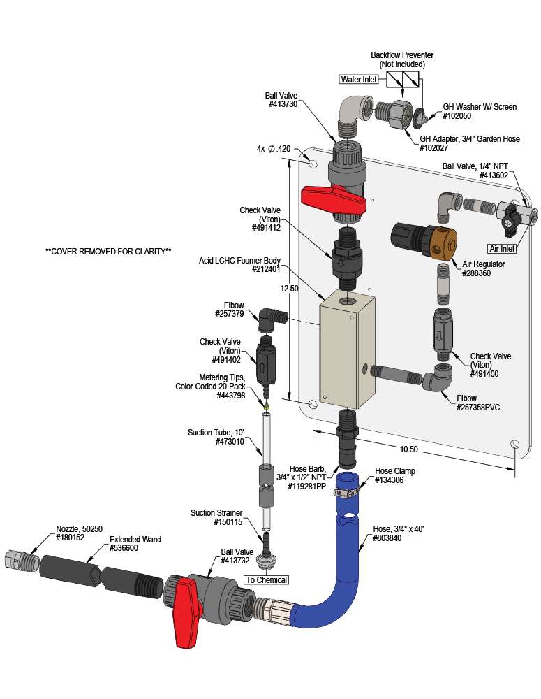 Lafferty 972306 1-Way Acid LC Foamer, parts diagram