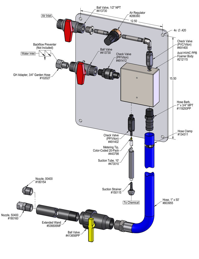 Lafferty 972326 1-Way Acid HV foamer, parts diagram
