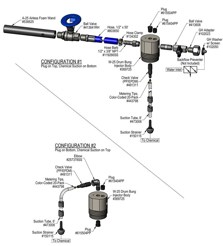 Lafferty 975075DBM Drum Bung Mount A-25 Airless Foamer, parts diagram