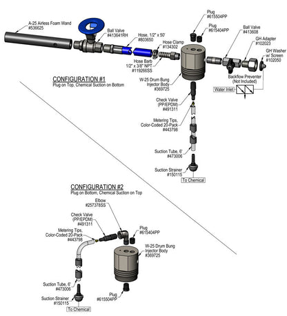 Lafferty 975075DBM Drum Bung Mount A-25 Airless Foamer, parts diagram
