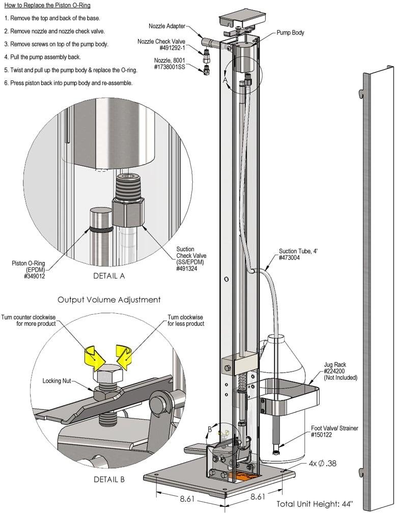 Lafferty Sentry 976901 floor mount hand sanitiser dispenser, parts diagram