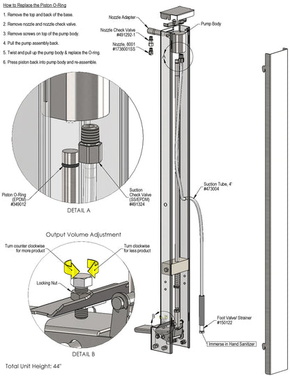 Lafferty 976906 Sentry wall mount hand sanitiser dispenser, parts diagram