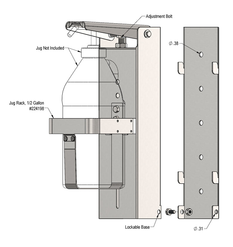 Lafferty 976936 Sentinel 1.9 L hand sanitiser dispenser, parts diagram