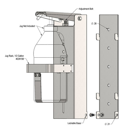 Lafferty 976936 Sentinel 1.9 L hand sanitiser dispenser, parts diagram