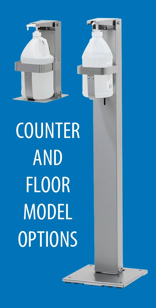 Lafferty Sentinel hand sanitiser dispenser range, floor and counter styles