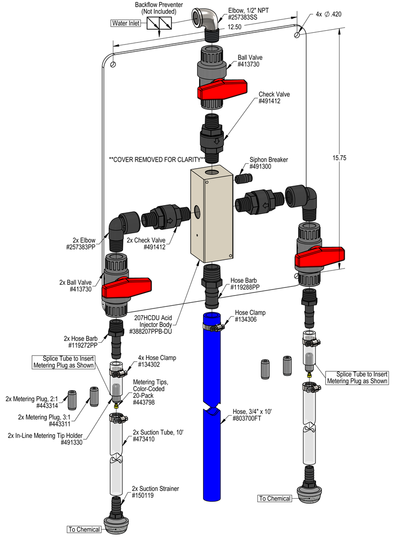 Lafferty 980210 207HC 2-Way Acid Mixing Station, parts diagram