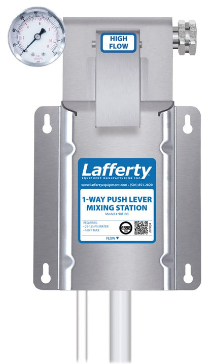Lafferty 1-Way push lever chemical mixing station, wall mount